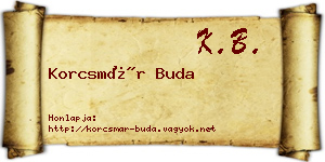 Korcsmár Buda névjegykártya